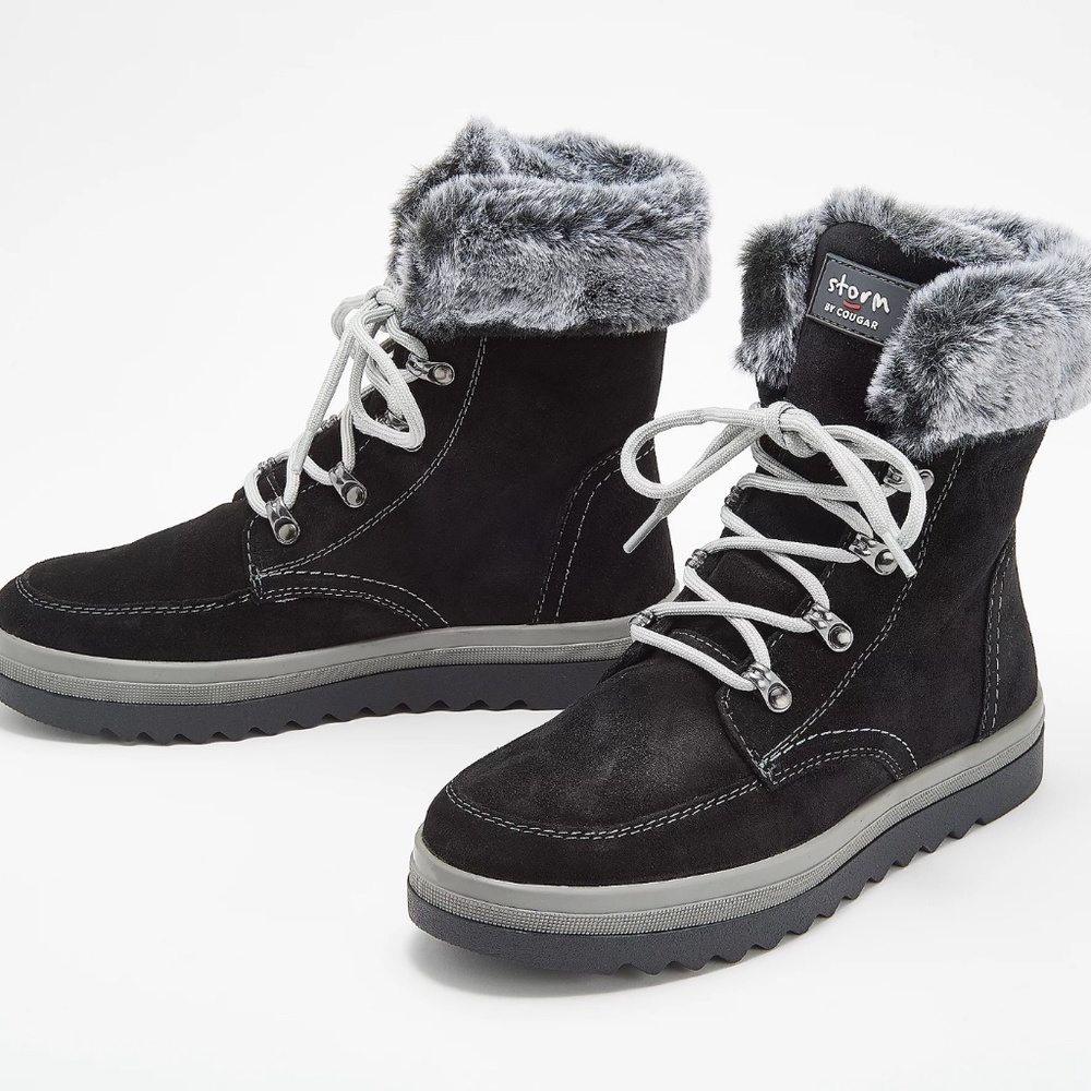 New Storm By Cougar Melody Boots Women's Black Size 6 Suede Waterproof NIB